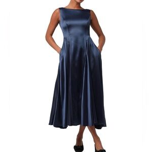 Lulus Navy Satin Dress